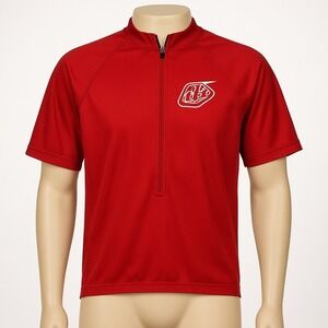 Troy Lee Designs Red Short Sleeve Cycling Jersey Men's Large Pockets Zip Front